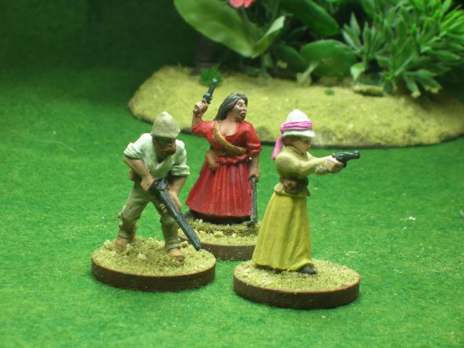Alice Kingsley, Lady Hamilton, Sir Geoffrey, & her maid Caterina. (figures by Foundry & Old Glory)
